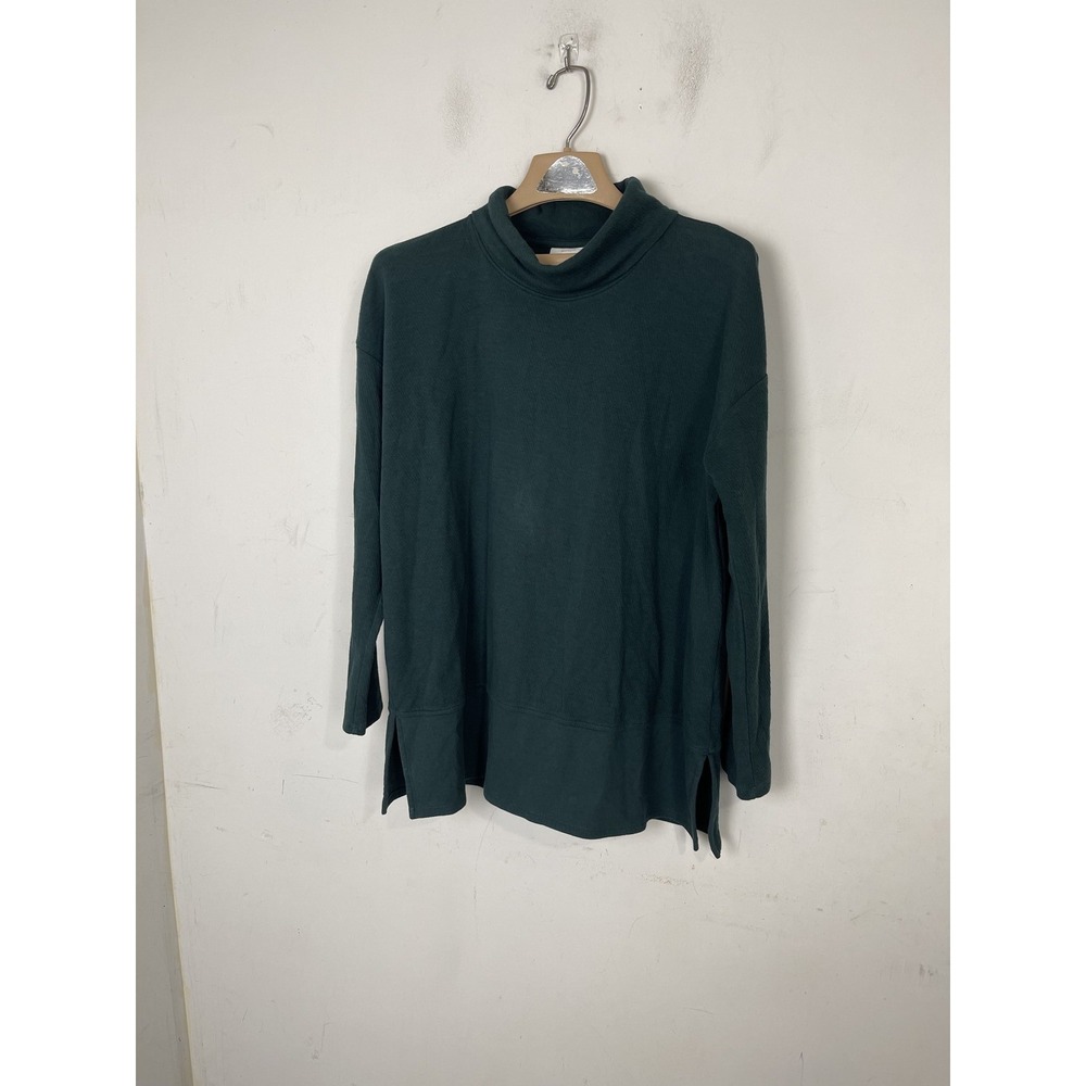 Pure‎ Jill Women's S Dark Green Mock Neck Pullover Sweater Cotton Blend